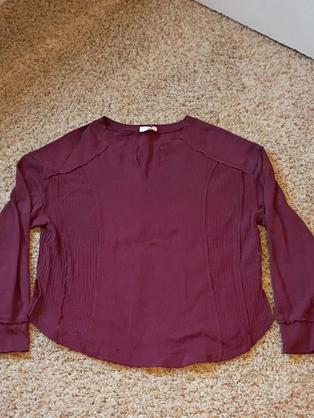White Crow Myla By Buckle Long Sleeve Pintuck Thermal Mahogany Top